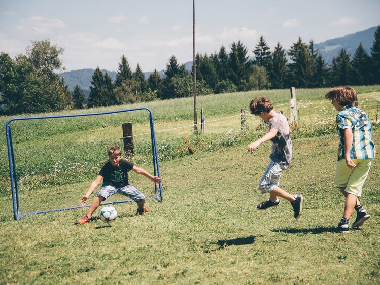 Jungen spielen Fußball auf der Wiese | © Urlaub am Bauernhof Kärnten / Daniel Gollner