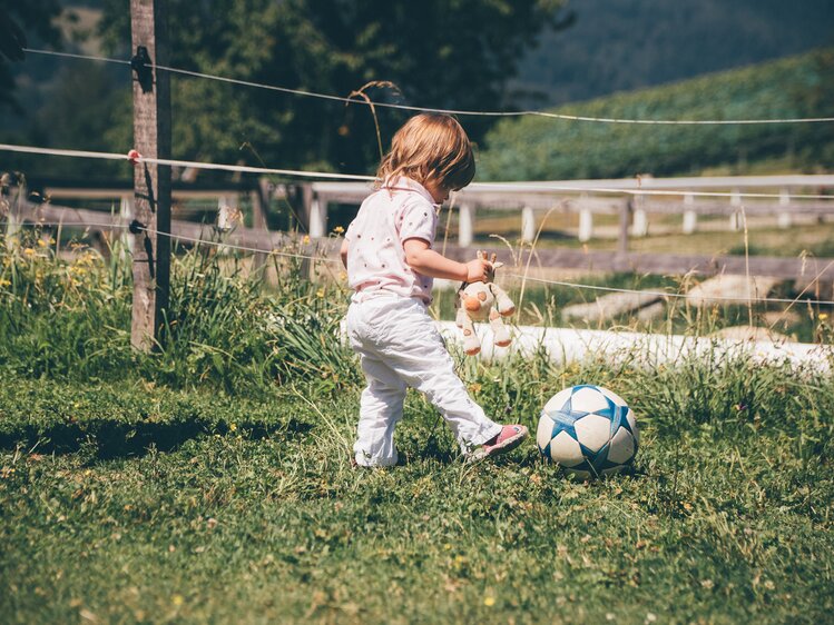 Kind mit Ball auf der Wiese | © Urlaub am Bauernhof Kärnten / Daniel Gollner