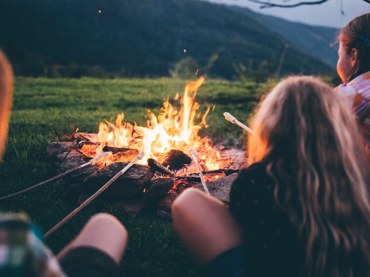 Kinder halten Stöcke in das Feuer | © Urlaub am Bauernhof Kärnten / Daniel Gollner
