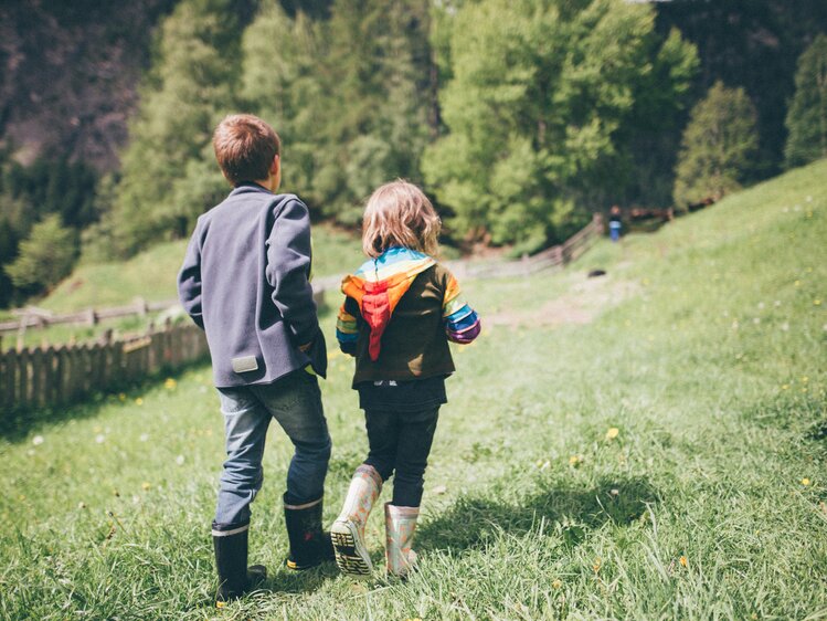 Kinder spazieren auf der Wiese | © Urlaub am Bauernhof Kärnten / Daniel Gollner