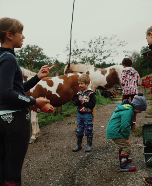 Kinder mit den Pferden | © Urlaub am Bauernhof Kärnten / Daniel Gollner Kinder putzen die Pferde | © Urlaub am Bauernhof Kärnten / Daniel Gollner
