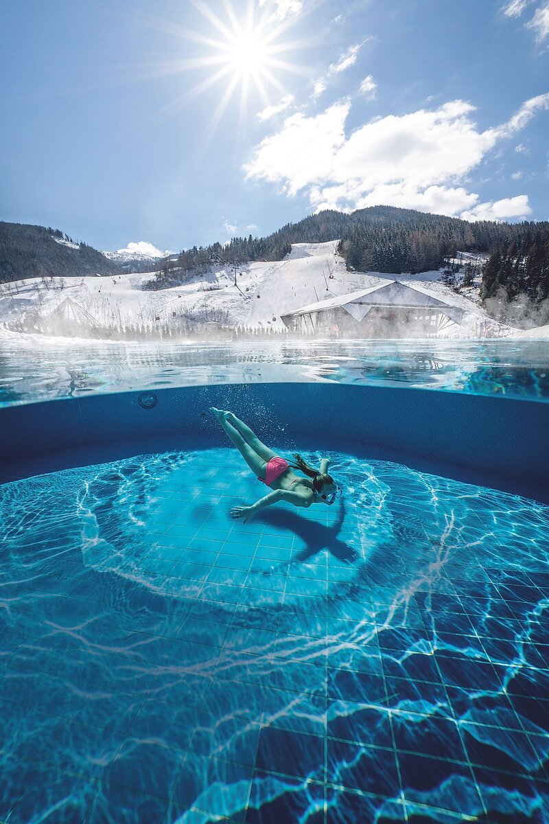 Römerbad in Bad Kleinkirchheim | © Gert Perauer/ Kärnten Werbung Thermenerlebnis direkt an der Piste im Römerbad | © Gert Perauer/ Kärnten Werbung