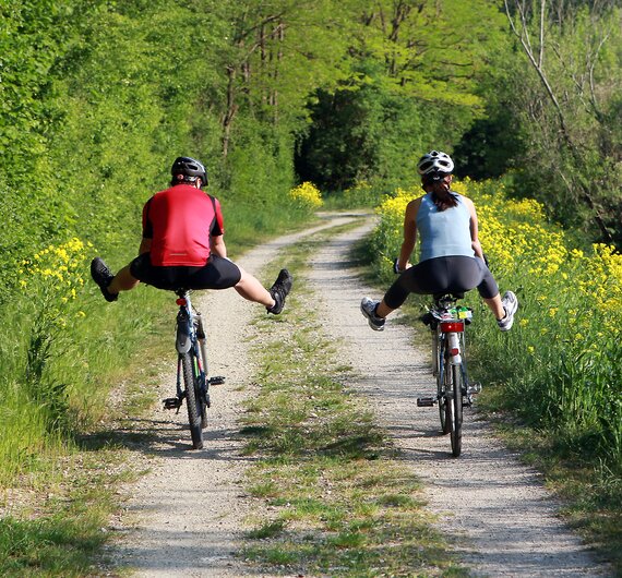 Zwei Radfahrer  | © Mostviertel Tourismus / weinfranz.at Zwei Radfahrer entlang des Traisentalradwegs | © Mostviertel Tourismus / weinfranz.at