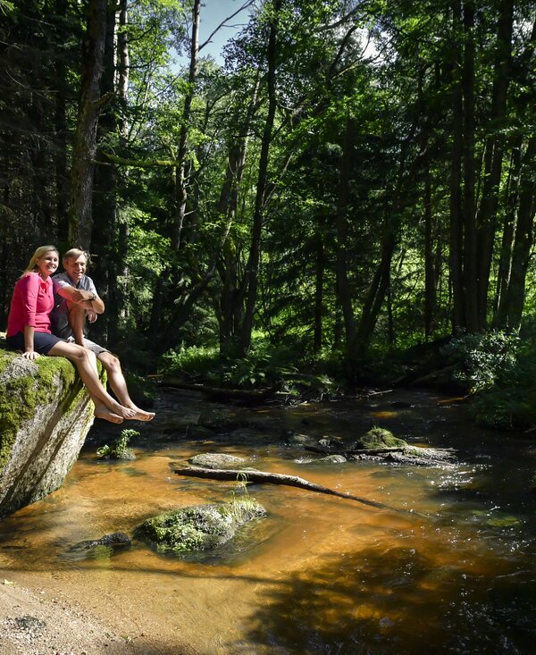 Paar sitzt auf Stein bei einem Flussbett im Waldviertel | © Waldviertel Tourismus / Robert Herbst Paar sitzt auf Stein bei einem Flussbett im Waldviertel | © Waldviertel Tourismus / Robert Herbst