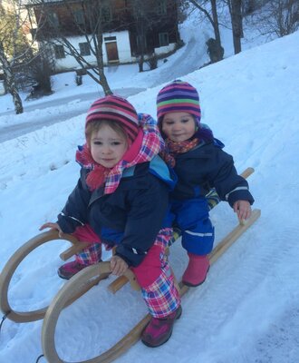 Wir sind schon mutige Schlittenfahrer