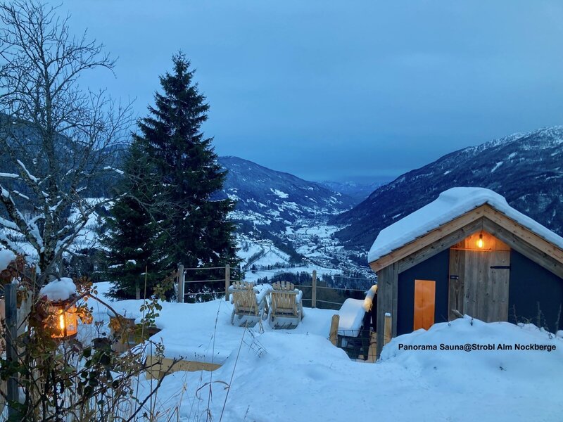 Panorama Sauna@Strobl Alm Nockberge - und danach, ab in den Schnee-Juheee!!!