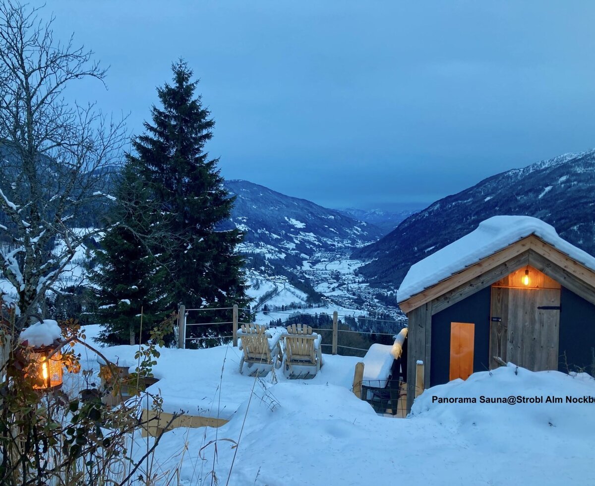 Panorama Sauna@Strobl Alm Nockberge - und danach, ab in den Schnee-Juheee!!!