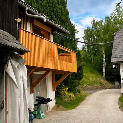 Ausbau der alten Mostpresse zu einem Gästebereich im Rahmen unseres Urlaub-am-Bauernhof-Angebots.