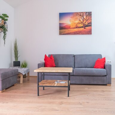Ferienwohnung Döller - Wohnraum mit Ausziehcouch