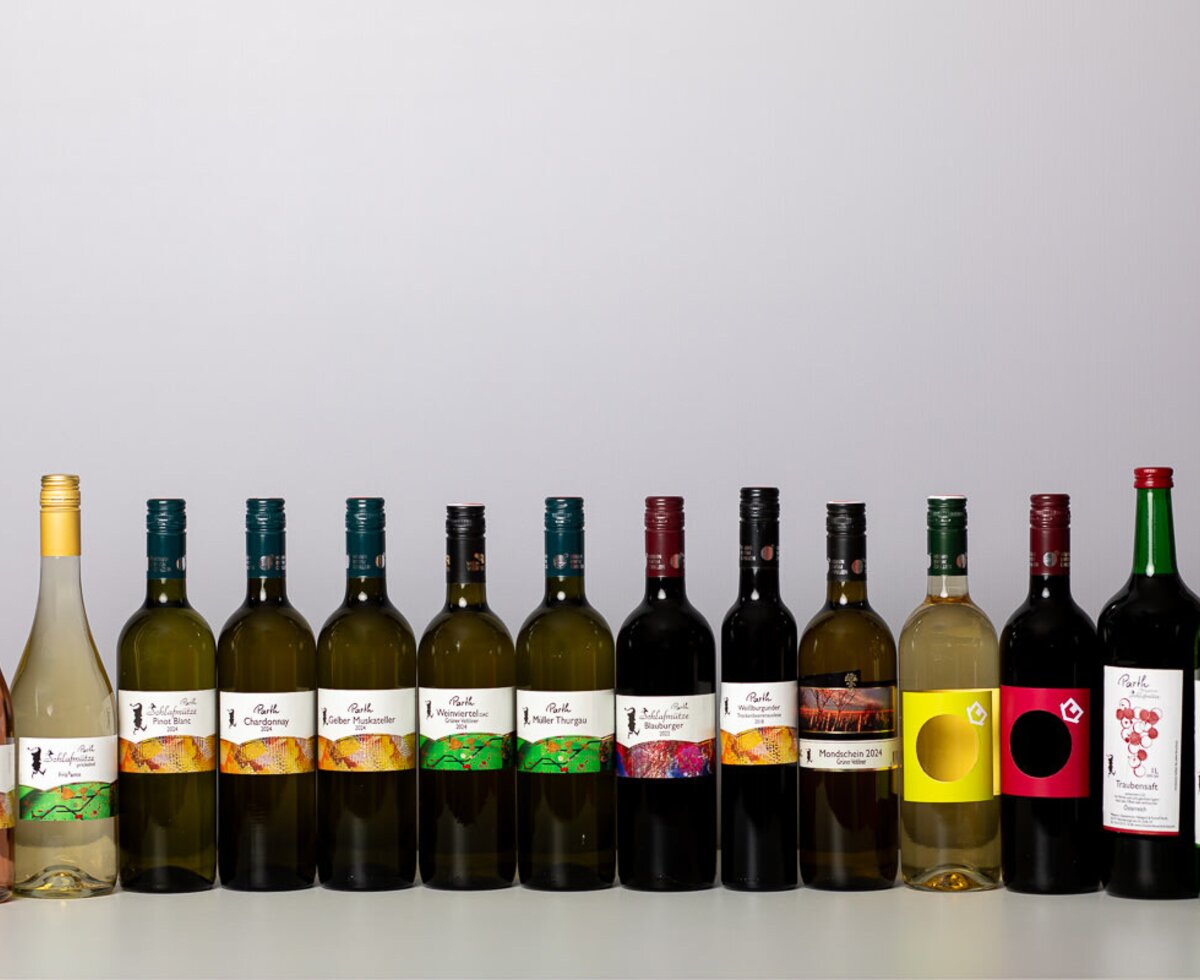 Die Weinauswahl des Hofes, erhältlich im hauseigenen Weinstüberl.