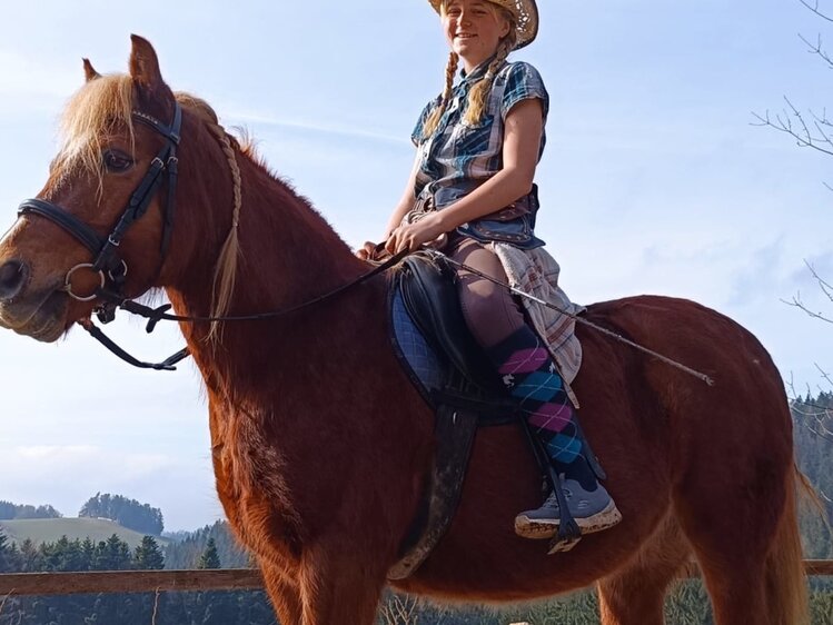 Reiten für Kinder am Erlebnishof Steinkellnergut. | © Urlaub am Bauernhof Oberösterreich/Schenker