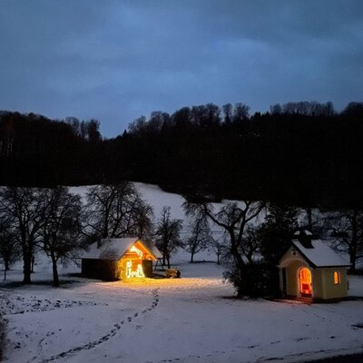 Hüttenkrippe zu Weihnachten