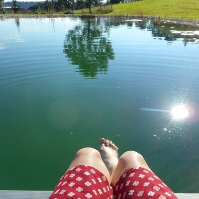 Die Badesaison ist eröffnet - 22 Grad - herrliches Wasser im Schwimmteich am Nussbaumerhof