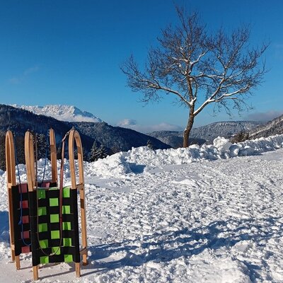 Schlitten stehen parat.