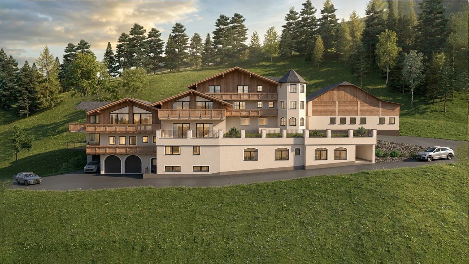 Der einladende Bauernhof schmiegt sich an einen Berghang