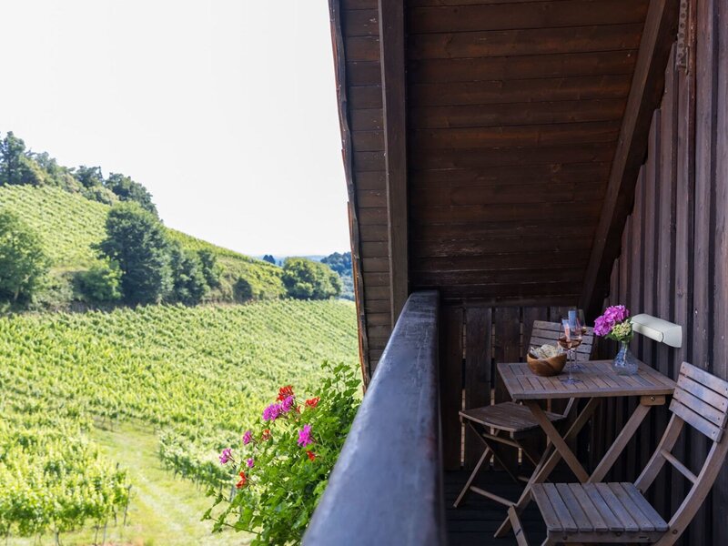 Balkon mit Blick in die Weinberge beim Weingut & Buschenschank Pölzl