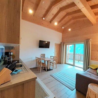 Küche und Wohzimmer mit Essbereich