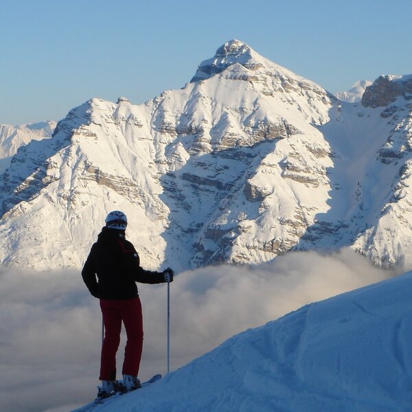 Florian mit der Serles und Zillertaler Alpen im Hintergrund