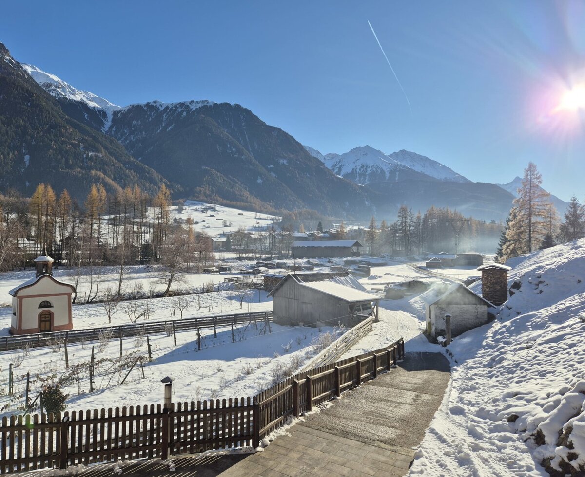 Aussicht vom Balkon im Winter 