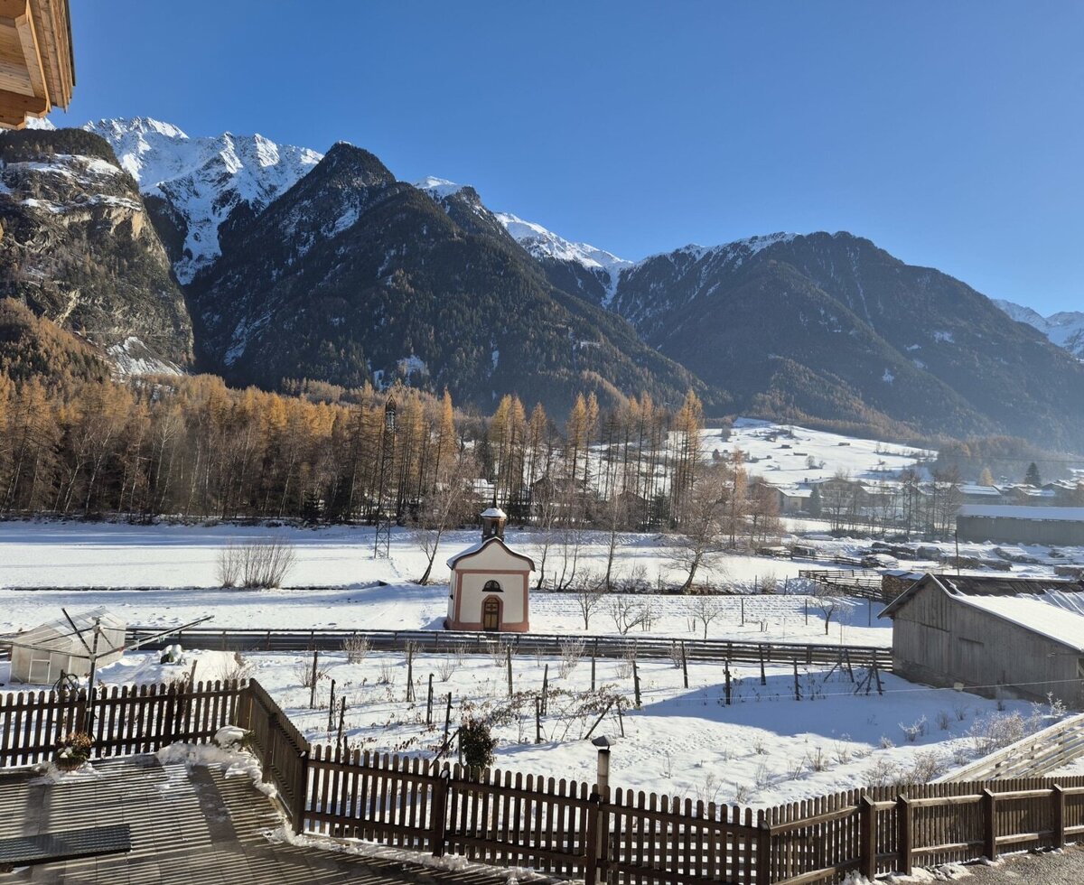 Aussicht vom Balkon im Winter 