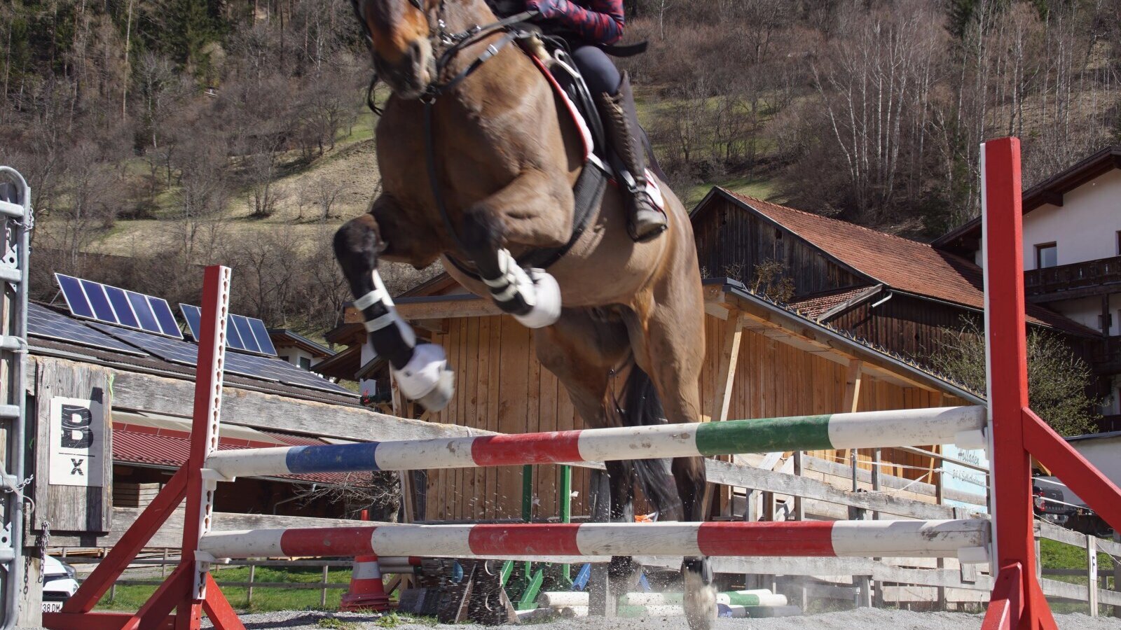 Springreiten auf dem Gelände der Ap­par­te­ments.
