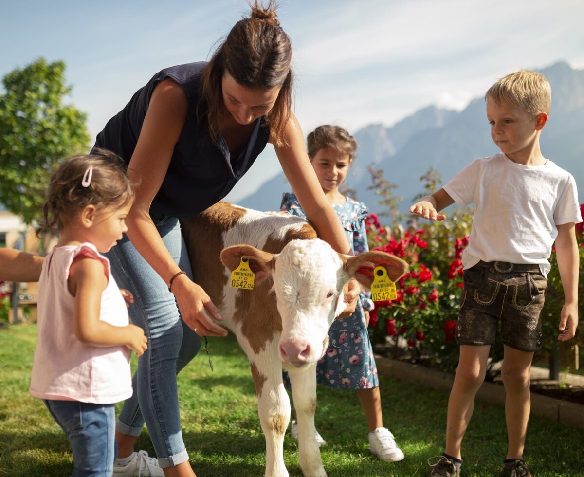 Familie mit Kalb