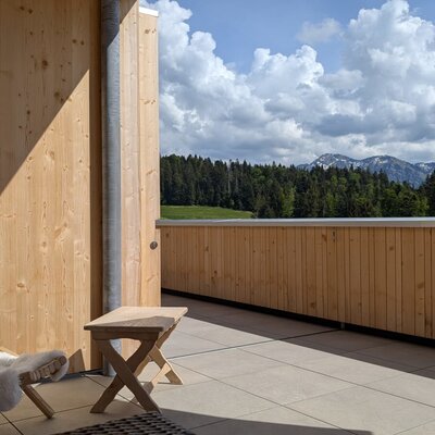 Genießen Sie die Abendstimmung auf Ihrem Balkon der Wohnung Mittagsspitz
