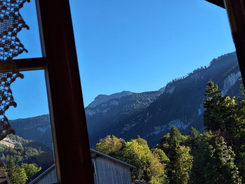 Der idyllische Blick aus dem Fenster der Wohnung Hangspitze.