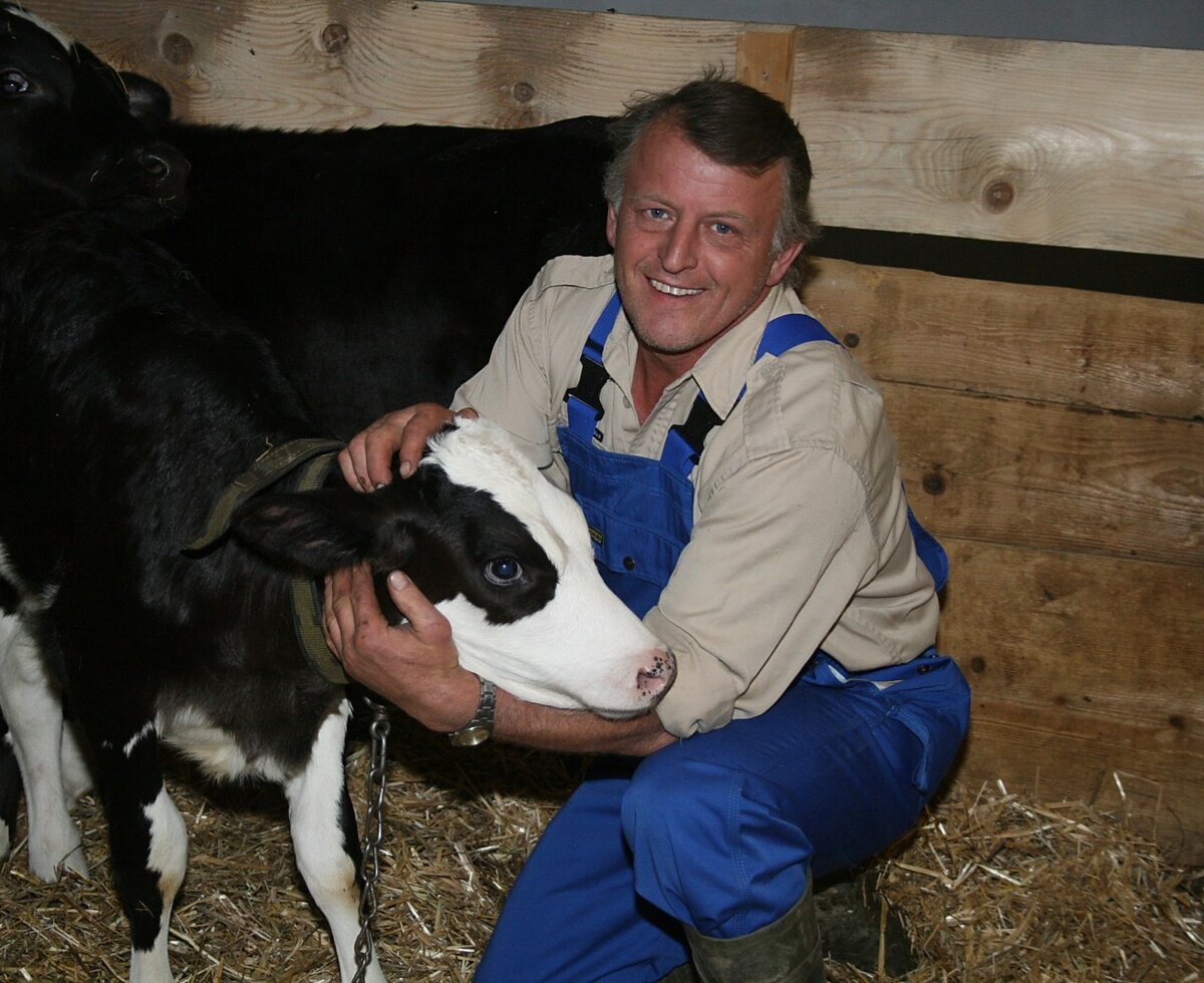 Bauer im Kälberstall