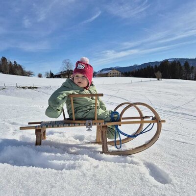 Ob auf dem Rodel, Langlaufskiern oder mit Schneeschuhen - hier in Sulzberg ist alles möglich.